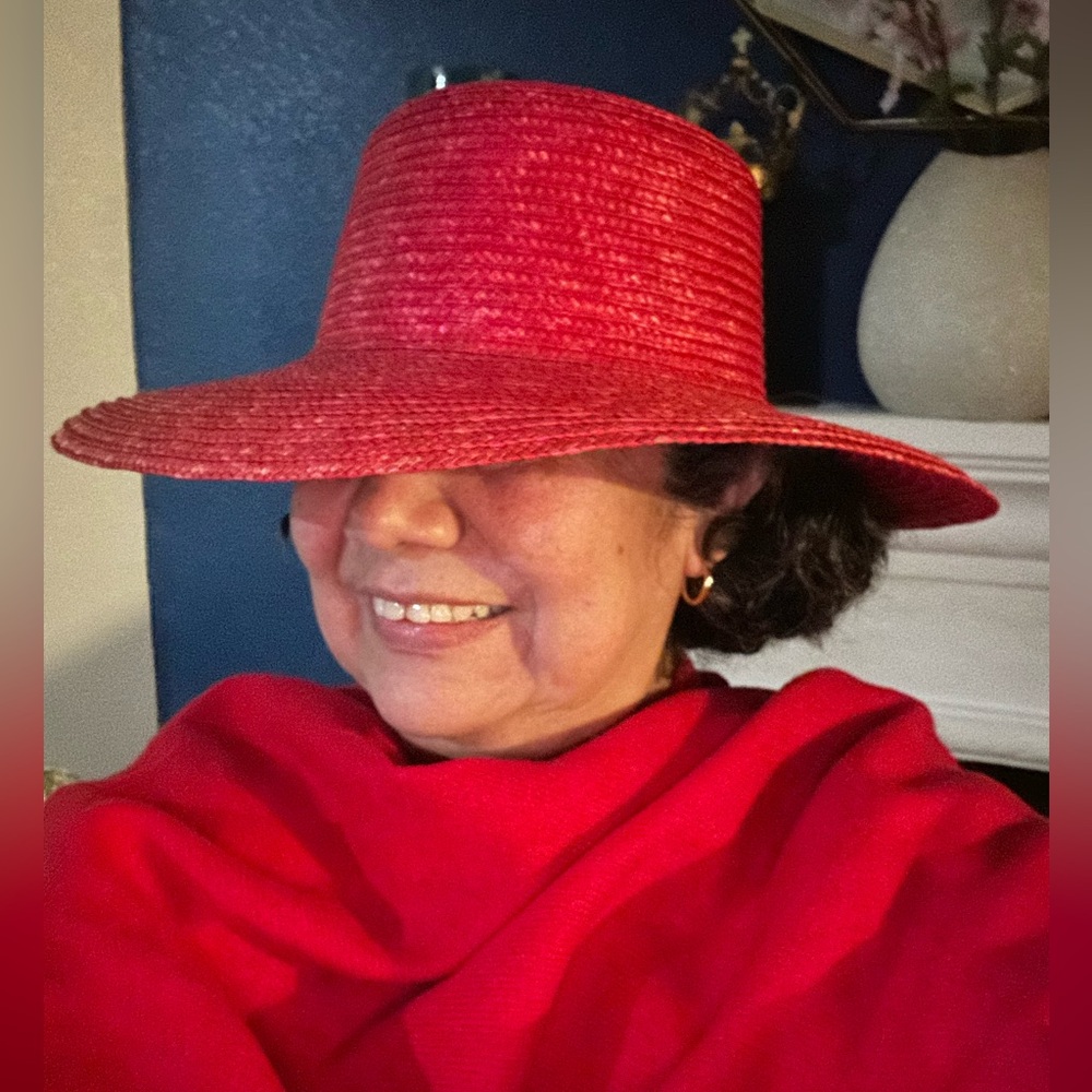Scala Red Woven Straw Sun Hat